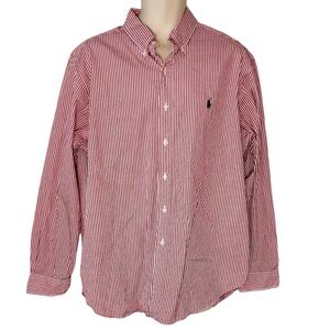 Polo Ralph Lauren Red Striped Button Down Shirt With Embroidered Pony Size XL